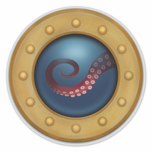Scheepsporthole Octopus Kind kamer Nautisch zeilen Sticker (Voorkant)