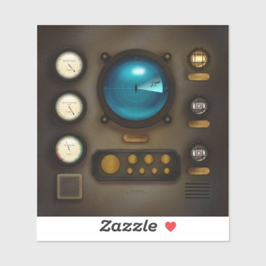 Scheepsregelpaneel Sonar System Square Steampunk Sticker (Vel)