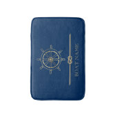 Scheepsroer van Nautical Gold, marineblauw Badmat (Voorkant Verticaal)