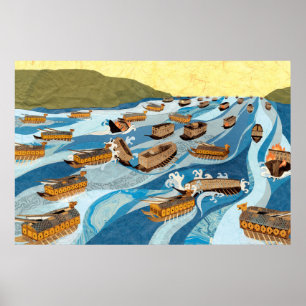 Scheepsschilden in de strijd tegen Myeongnyang Poster