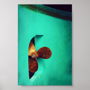 Scheepsschroefboten Nautisch Blauwgroen Poster