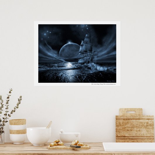 Scheepsserie Ghost: volle maan stijgend Poster (Keuken)