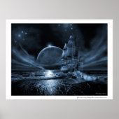 Scheepsserie Ghost: volle maan stijgend Poster (Voorkant)