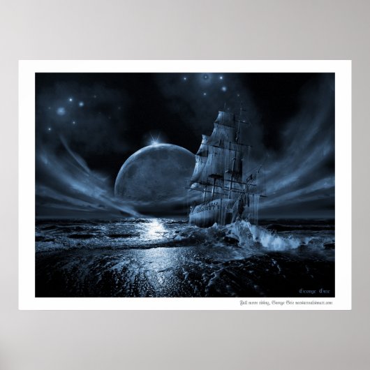 Scheepsserie Ghost: volle maan stijgend Poster (Voorkant)
