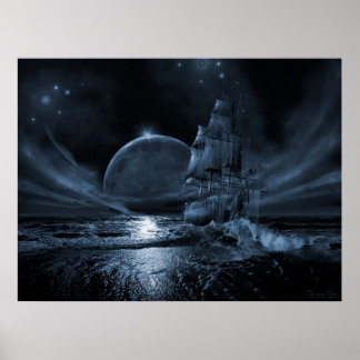 Scheepsserie Ghost: volle maan stijgend Poster