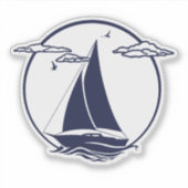 Scheepssilhouet zeilboot/zeilen in marineblauw d2 sticker (Voorkant)