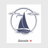 Scheepssilhouet zeilboot/zeilen in marineblauw d2 sticker (Vel)