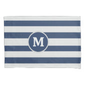Scheepsstreep Weave Monogram Navy Wit ID1248 Kussensloop (Voorkant)