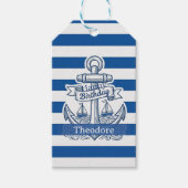 Scheepsstrepen Anker Verjaardag Cadeaulabel (Voorkant)