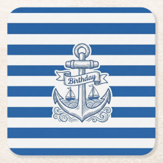 Scheepsstrepen Anker Verjaardag Kartonnen Onderzetters