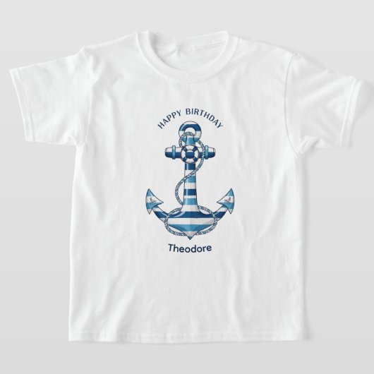 Scheepsstrepen Anker Verjaardag T-shirt (Laagn)