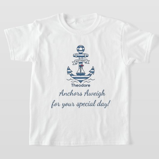 Scheepsstrepen Anker Verjaardag T-shirt (Laagn)