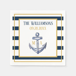 Scheepsstrepen en Anker Trouwfeest Servet