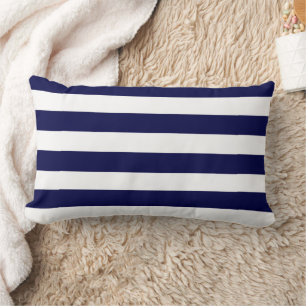 Scheepsstrepen marineblauw en wit kussen