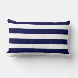 Scheepsstrepen marineblauw en wit kussen