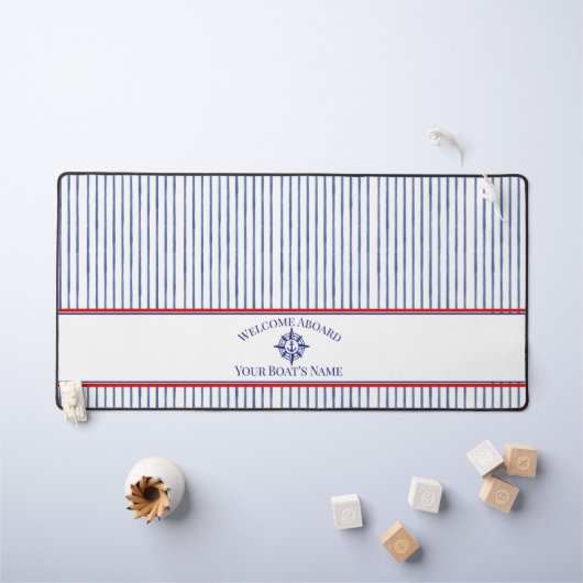 Scheepsstrepen Monogram Boot Naam Ontwerp Bureaumat (Kindertafel)