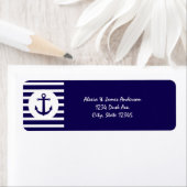 Scheepsstrepen Navy Blauwe Elegante Adreslabels Etiket (Insitu)