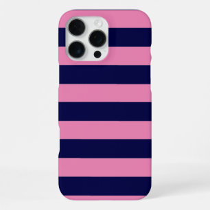 Scheepsstrepen Navy Blauwe en Roze iPhone 16 Pro Max Hoesje