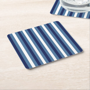 Scheepsstrepen Navy Smokey Blauwe Crisp Witte Kartonnen Onderzetters