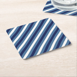 Scheepsstrepen Navy Smokey Blauwe Crisp Witte Kartonnen Onderzetters