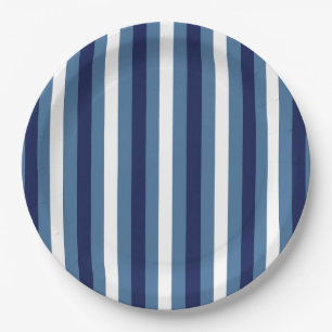 Scheepsstrepen Navy Smokey Blauwe Crisp Witte Papieren Bordje