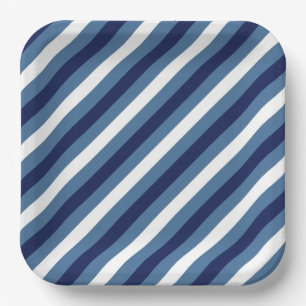Scheepsstrepen Navy Smokey Blauwe Crisp Witte Papieren Bordje