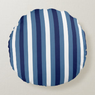 Scheepsstrepen Navy Smokey Blue Crisp White Rond Kussen