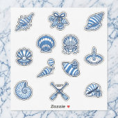 Scheepsstrepen Zeeschelp Sticker Vel