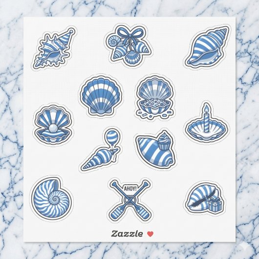 Scheepsstrepen Zeeschelp Sticker Vel
