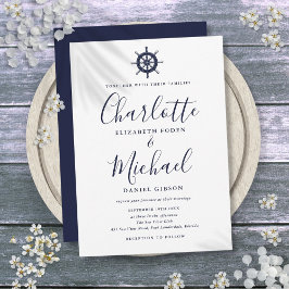 Scheepsstuur Huwelijk Navy Blauw Schrift Kaart
