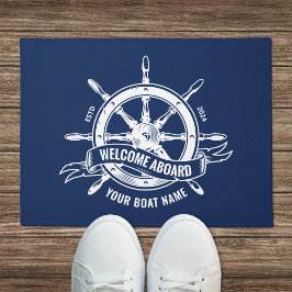 Scheepsstuur Welkom aan boord Navyblauw Deurmat