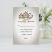 scheepsstuurwiel en liefdesharten trouw-RSVP RSVP Kaartje (Staand voorkant)