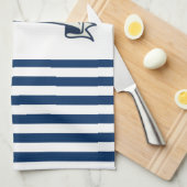 Scheepsstuurwiel, marineblauw wit gestreept theedoek (Quarter Fold)