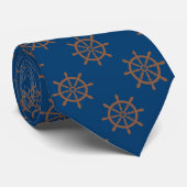 Scheepsstuurwielpatroon Nautisch Navyblauw Stropdas (Opgerold)