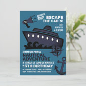 Scheepsthema Escape Room, Birthday Party Kaart (Staand voorkant)