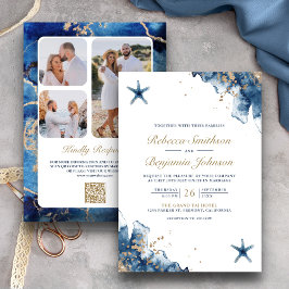 Scheepsvaart Marine Blauw Zeester Foto QR Code Tro Kaart
