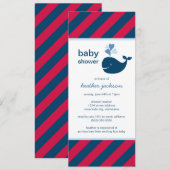 Scheepsvaart Navy Rode Walvis Slanke Baby Shower v Kaart (Voorkant / Achterkant)