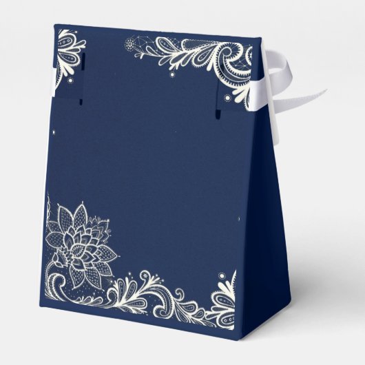 scheepsvaart strand witte kant navyblauwe trouw bedankdoosjes (Achterkant)