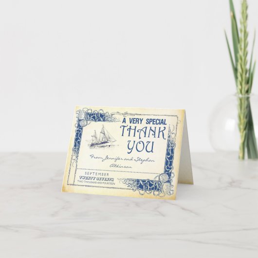 scheepsvaart vintage boot bedankkaartjes bedankkaart (Voorkant)