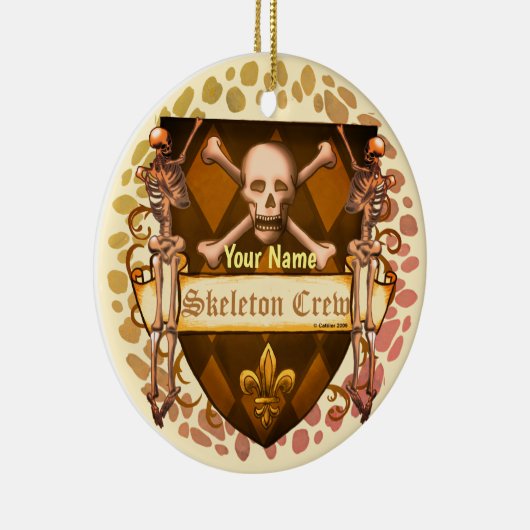 Scheepswerf met skeletbemanning keramisch ornament (Rechts)