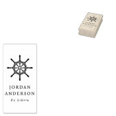 Scheepswiel aangepaste naam ex libris boekplaat rubberstempel (Gestempeld)
