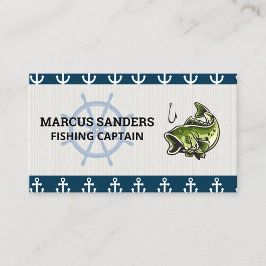 Scheepswiel | Ankerpatroon | Bass Fish Visitekaartje (Voorkant)