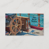 Scheepswiel Blauw Nautisch Visitekaartje (Voorkant)