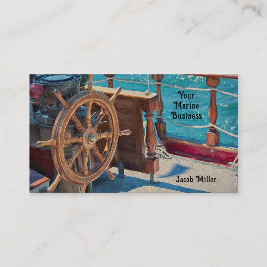 Scheepswiel Blauw Nautisch Visitekaartje (Voorkant)