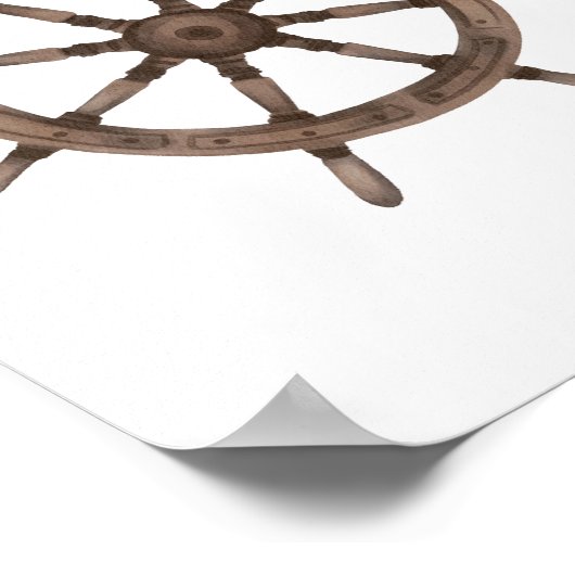 Scheepswiel decor in waterverf nautisch thema poster (Hoek)