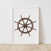Scheepswiel decor in waterverf nautisch thema poster