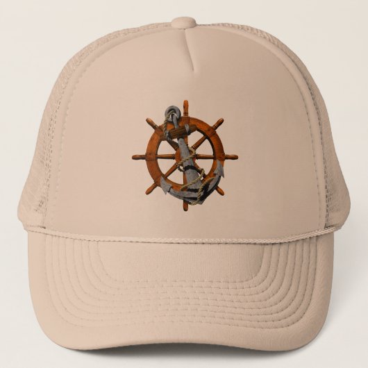 Scheepswiel en ankerplaats trucker pet (Voorkant)
