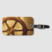 Scheepswiel en -kaart bagagelabel (Voorkant (horizontaal))