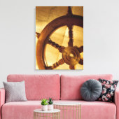 Scheepswiel en -kaart canvas afdruk (Insitu (Woonkamer))