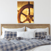 Scheepswiel en -kaart canvas afdruk (Insitu (Slaapkamer))